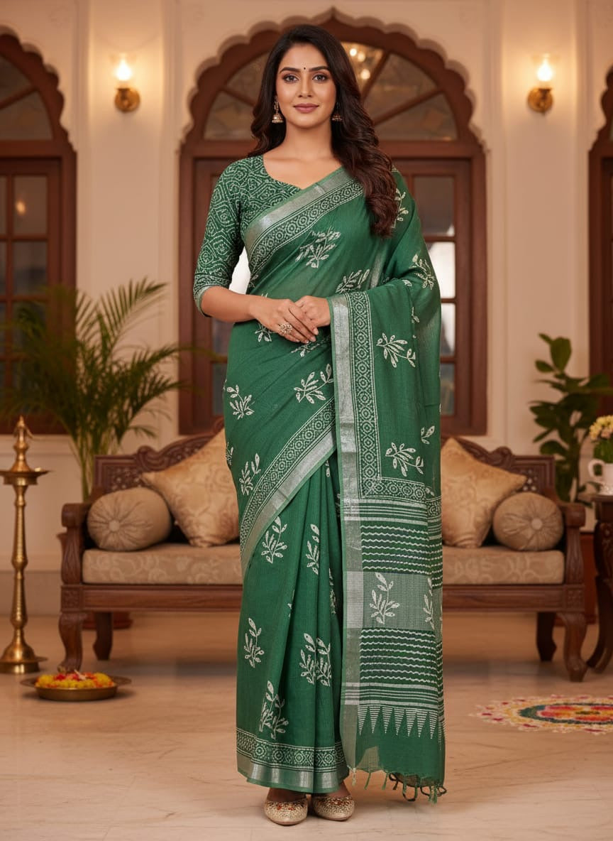 Organic Linen sarees | LICOSA2811