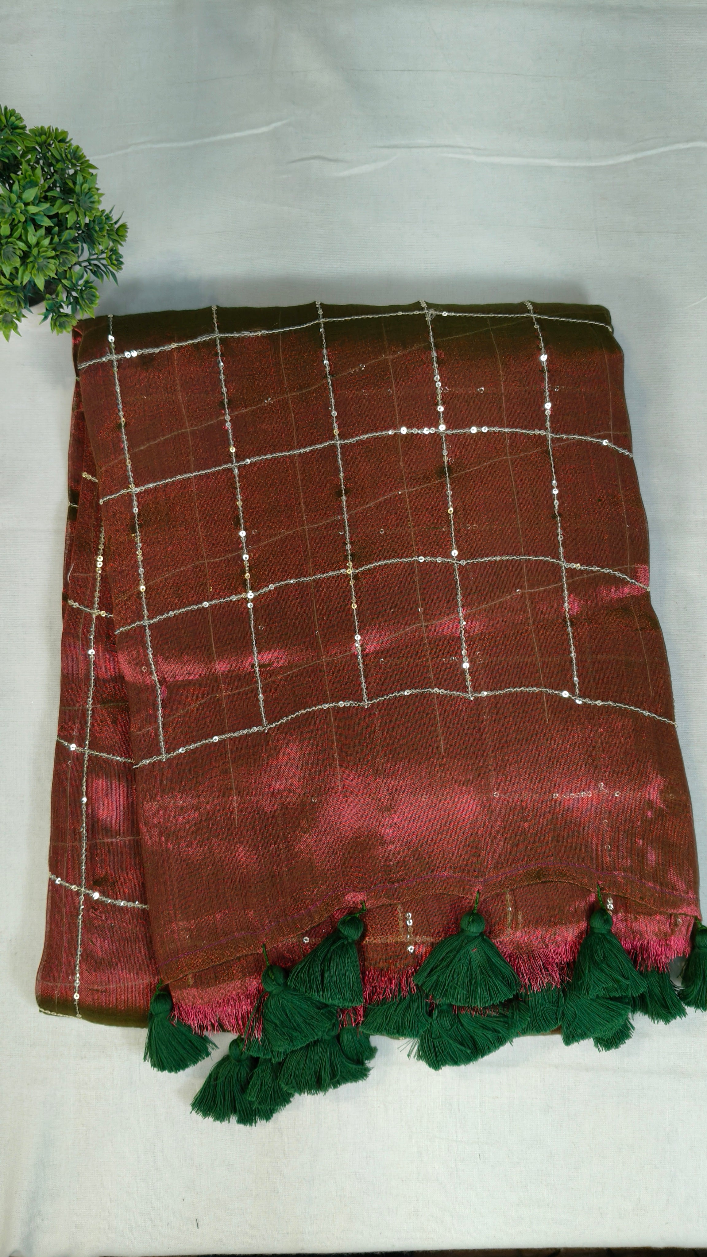 Premium khadi tissue sequence saree| KHATISA1112