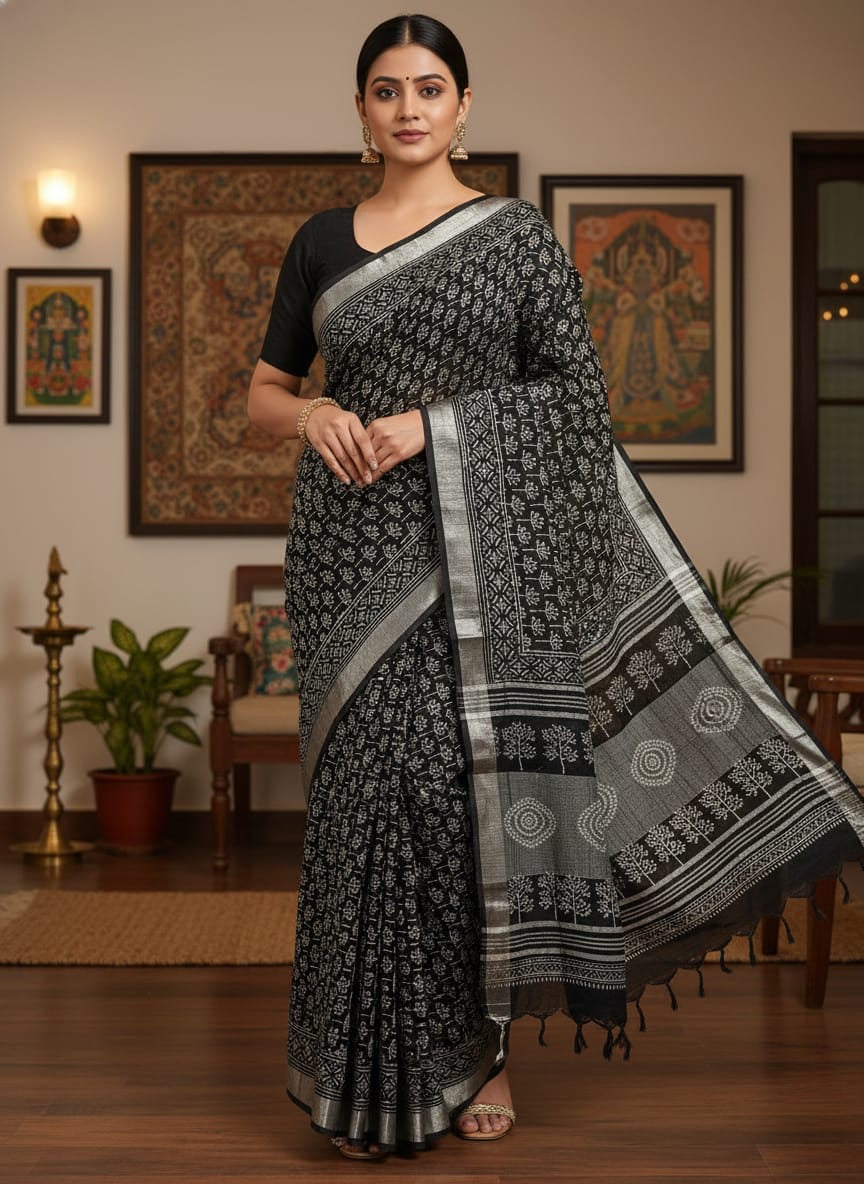 Organic Linen sarees | LICOSA2811