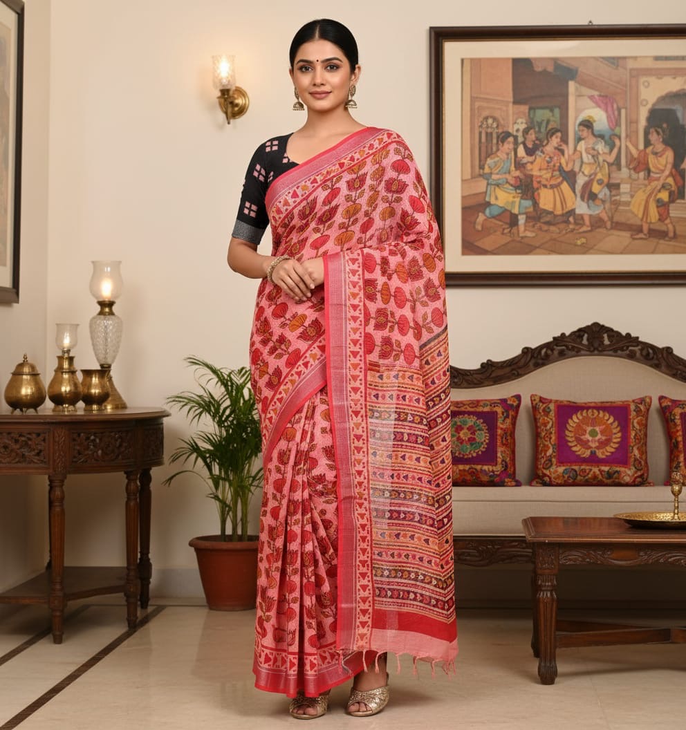 Organic Linen sarees | LICOSA2811