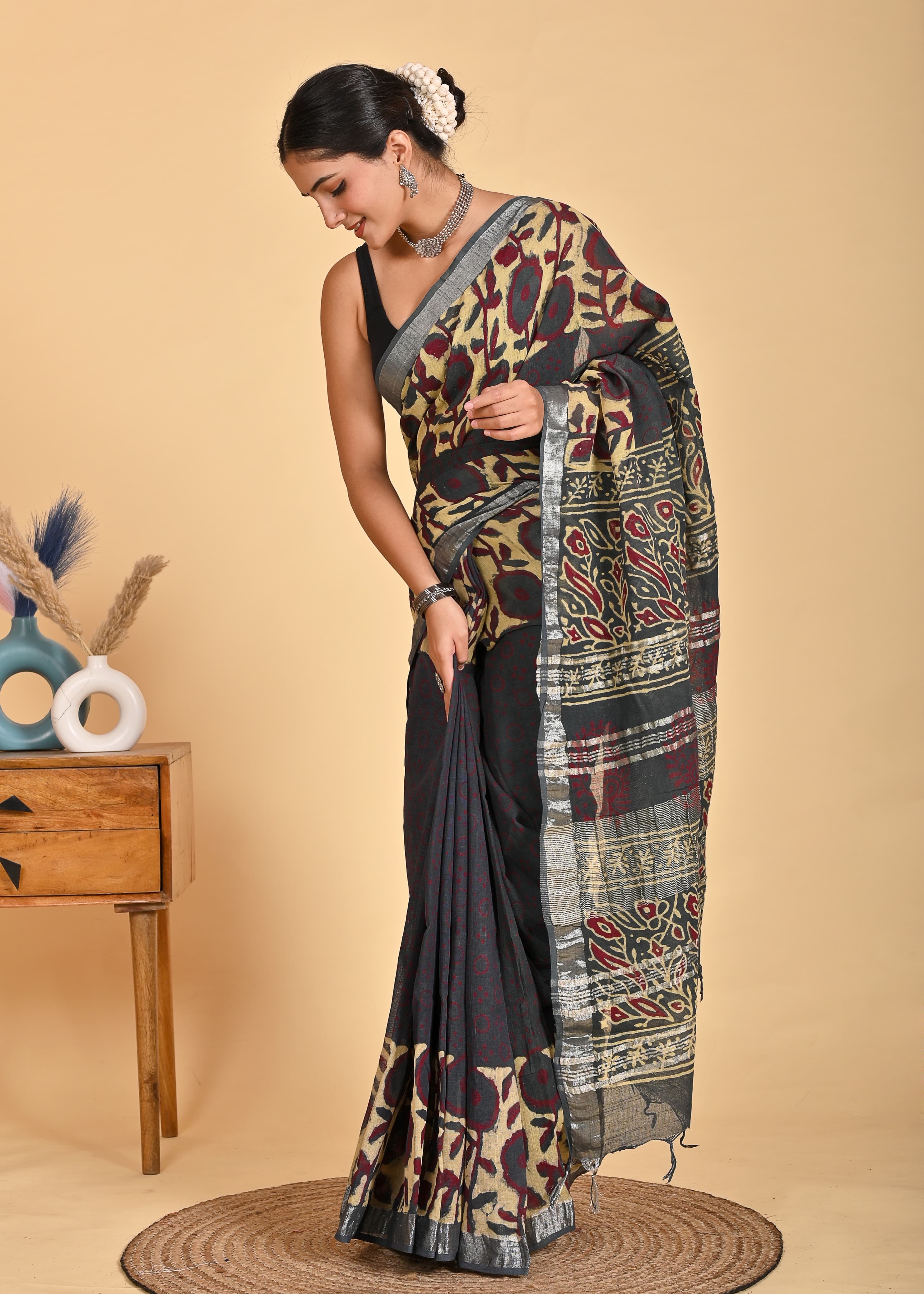 Organic Linen sarees | LICOSA2811