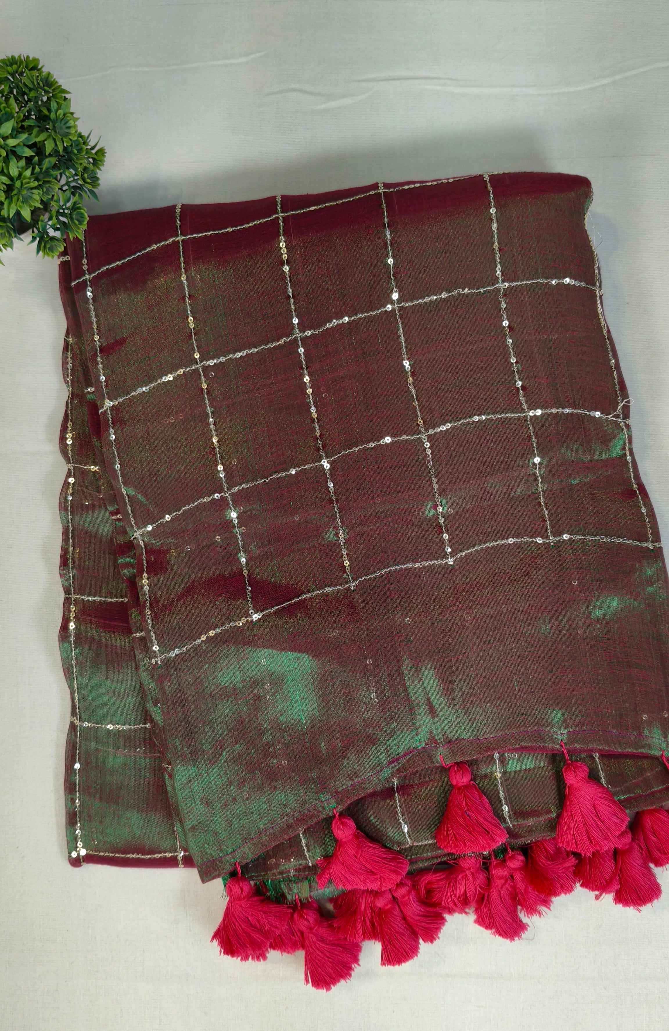 Premium khadi tissue sequence saree| KHATISA1112