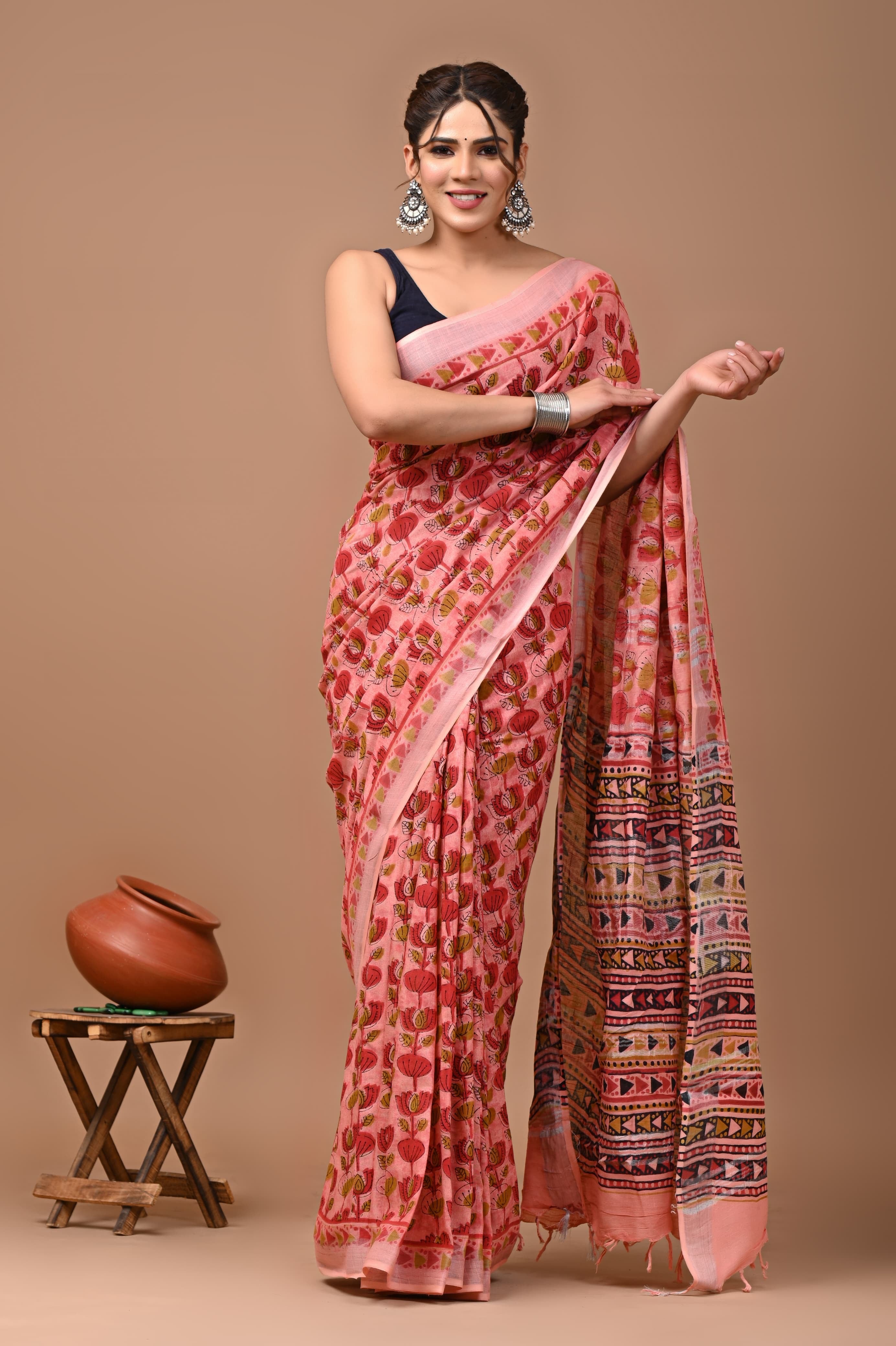 Organic Linen sarees | LICOSA2811