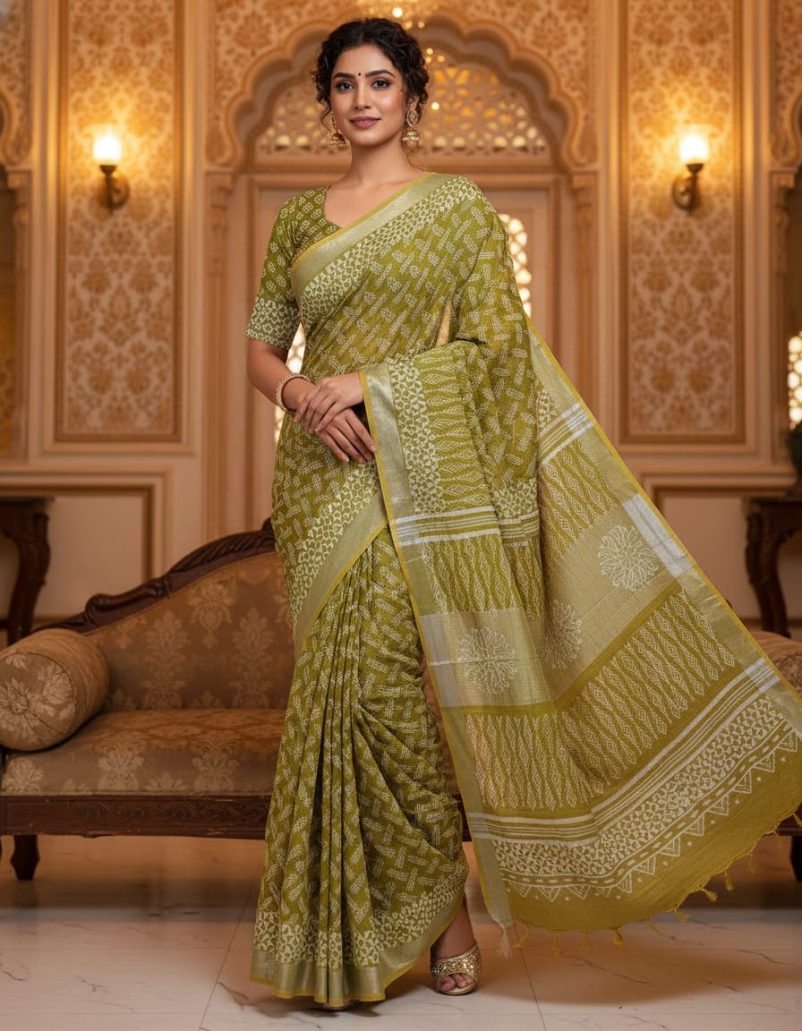 Organic Linen sarees | LICOSA2811