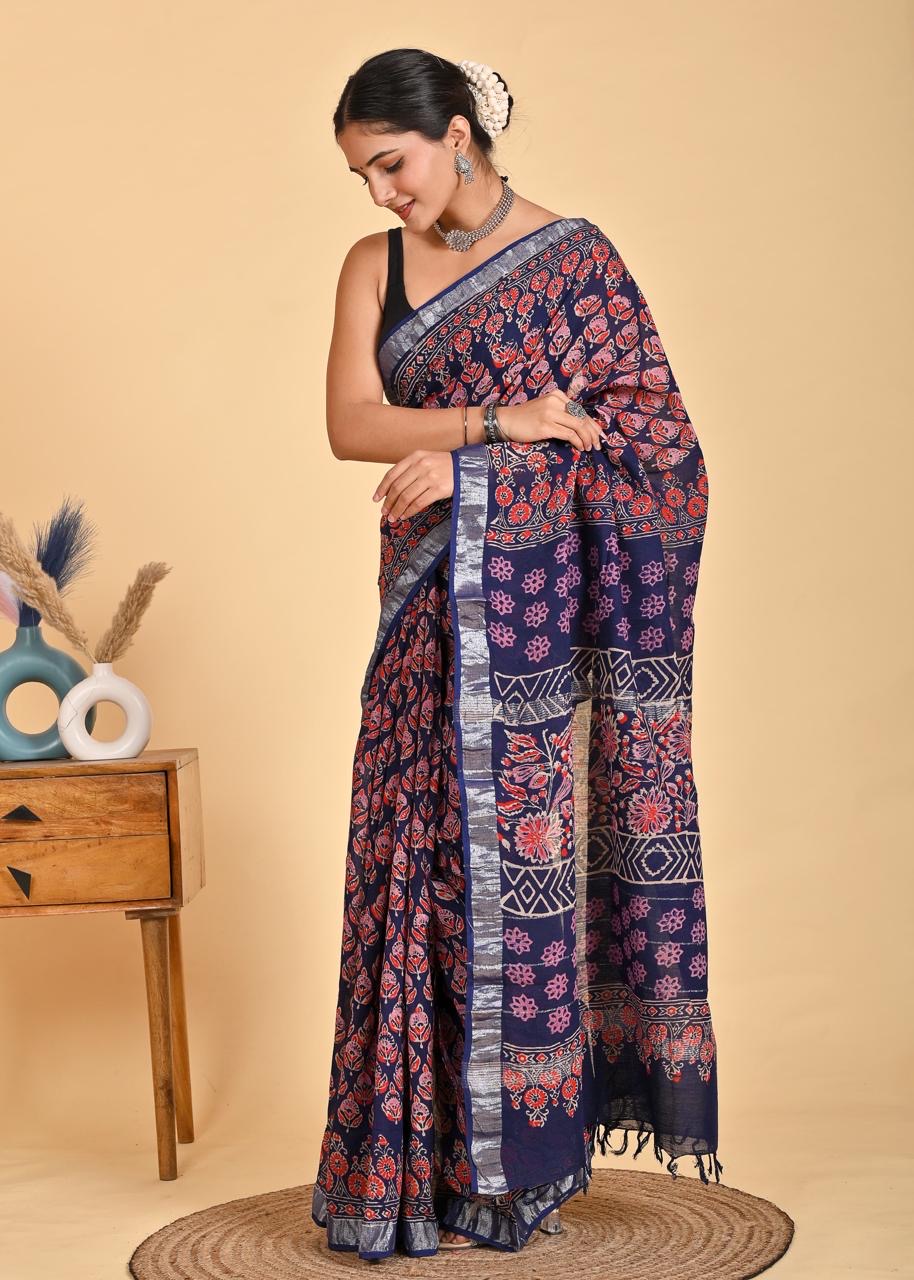 Organic Linen sarees | LICOSA2811