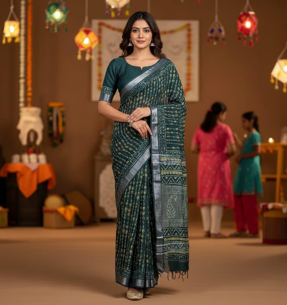 Organic Linen sarees | LICOSA2811
