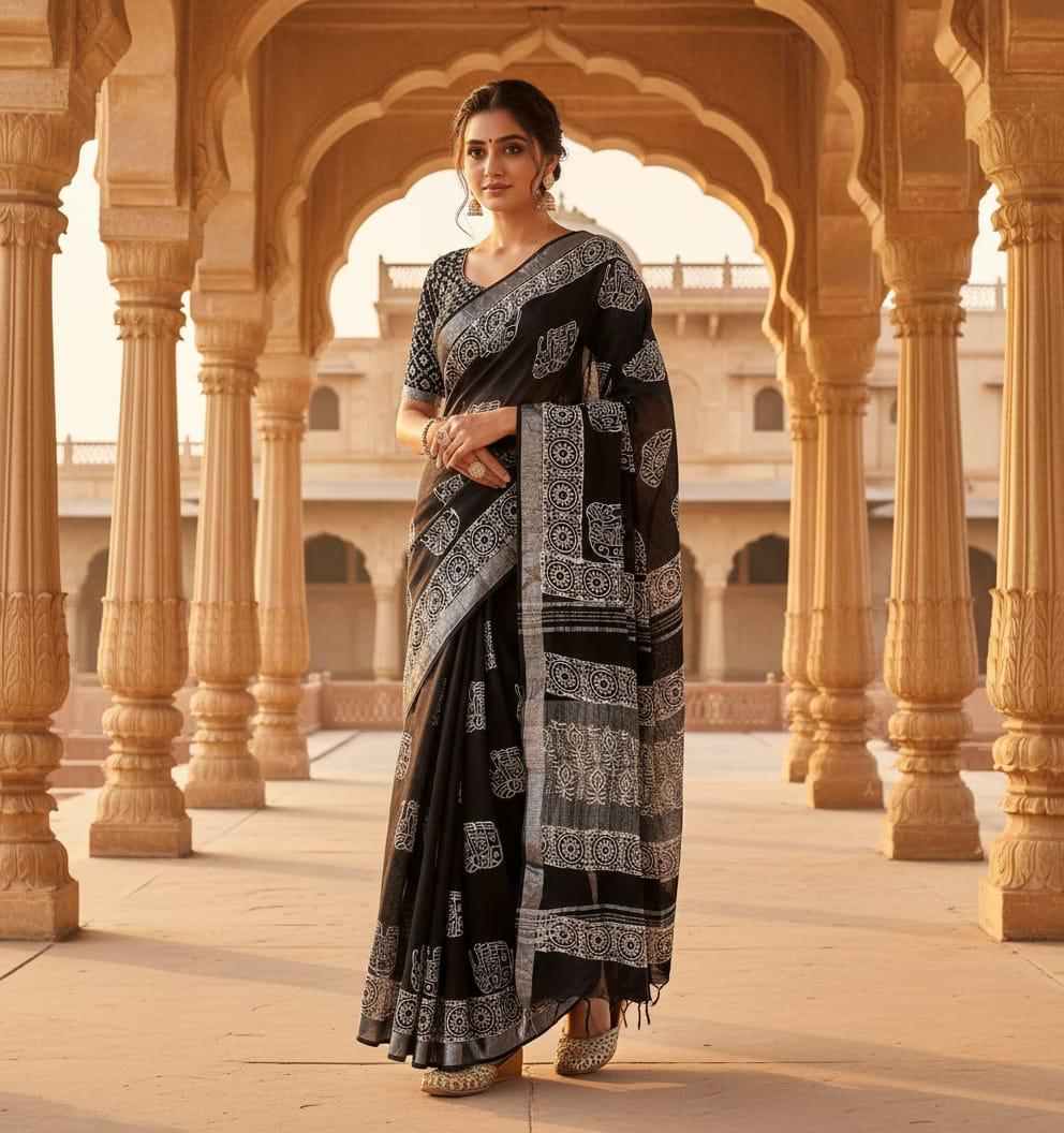 Organic Linen sarees | LICOSA2811