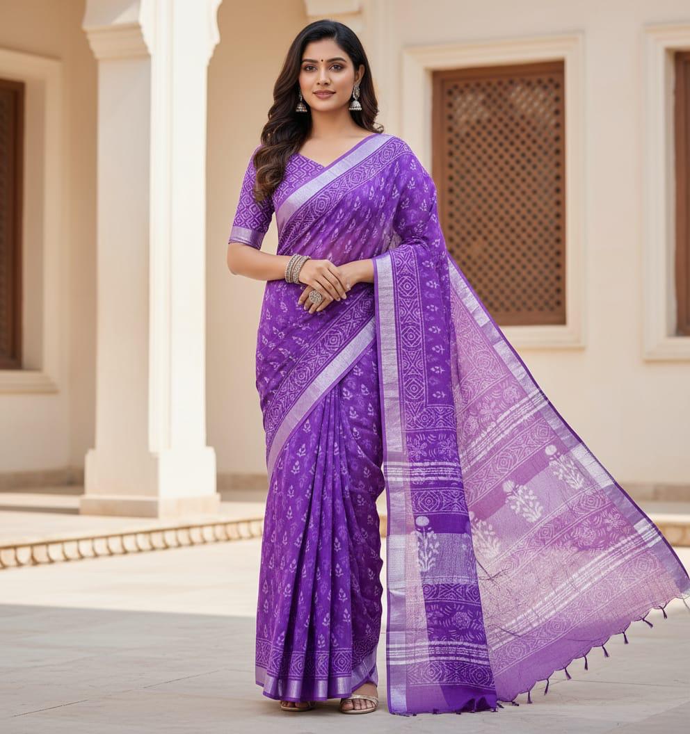 Organic Linen sarees | LICOSA2811