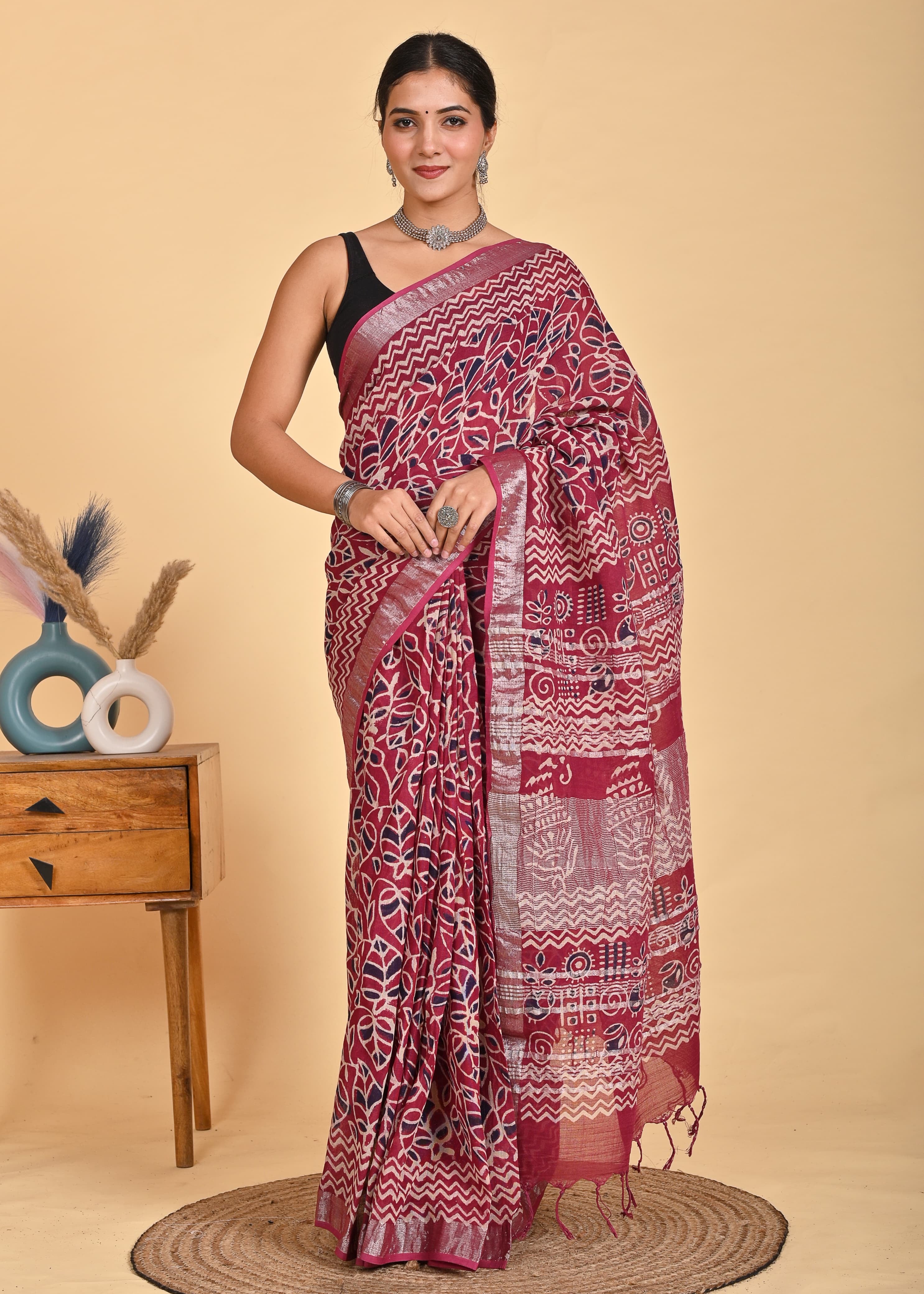 Organic Linen sarees | LICOSA2811
