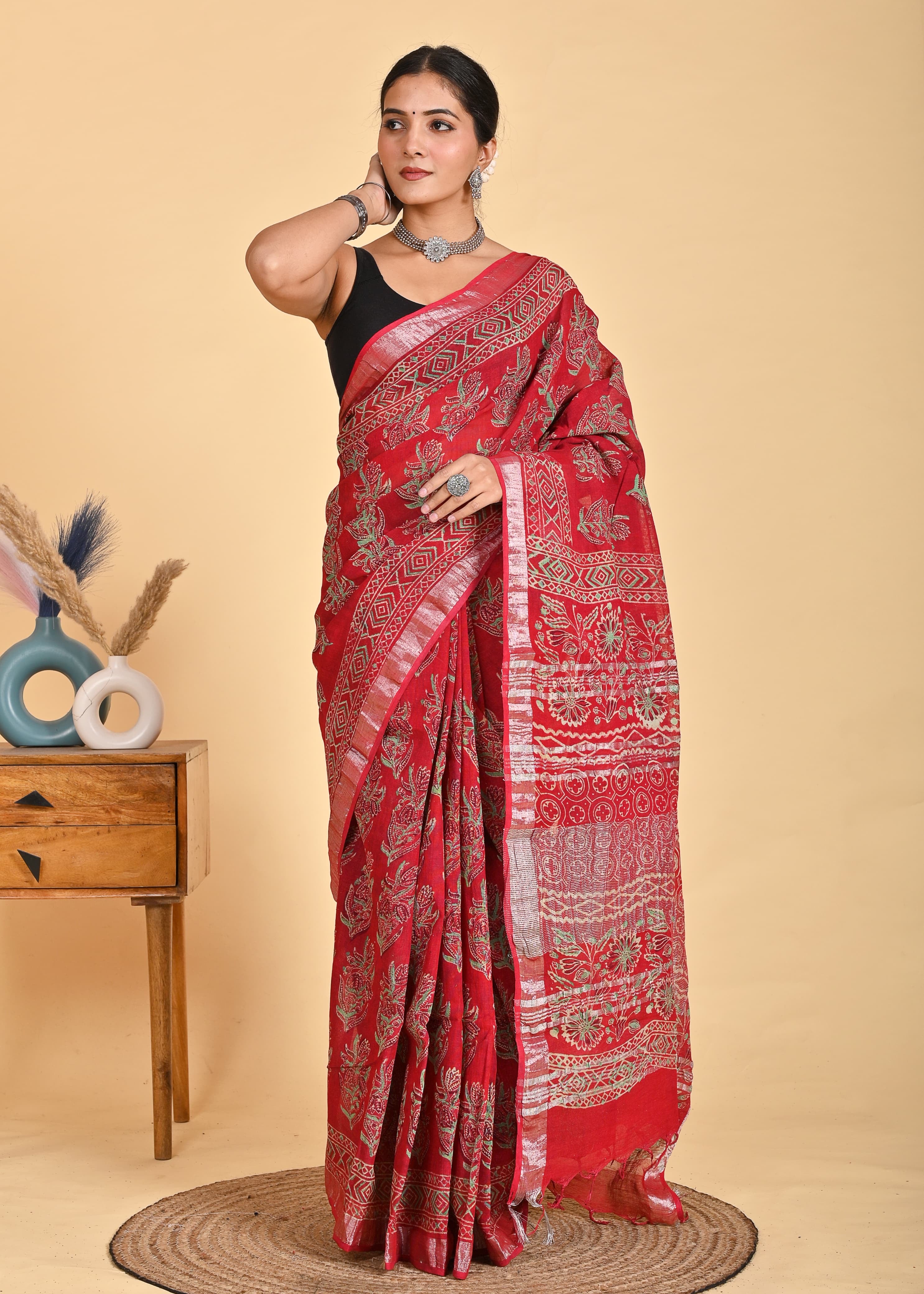 Organic Linen sarees | LICOSA2811