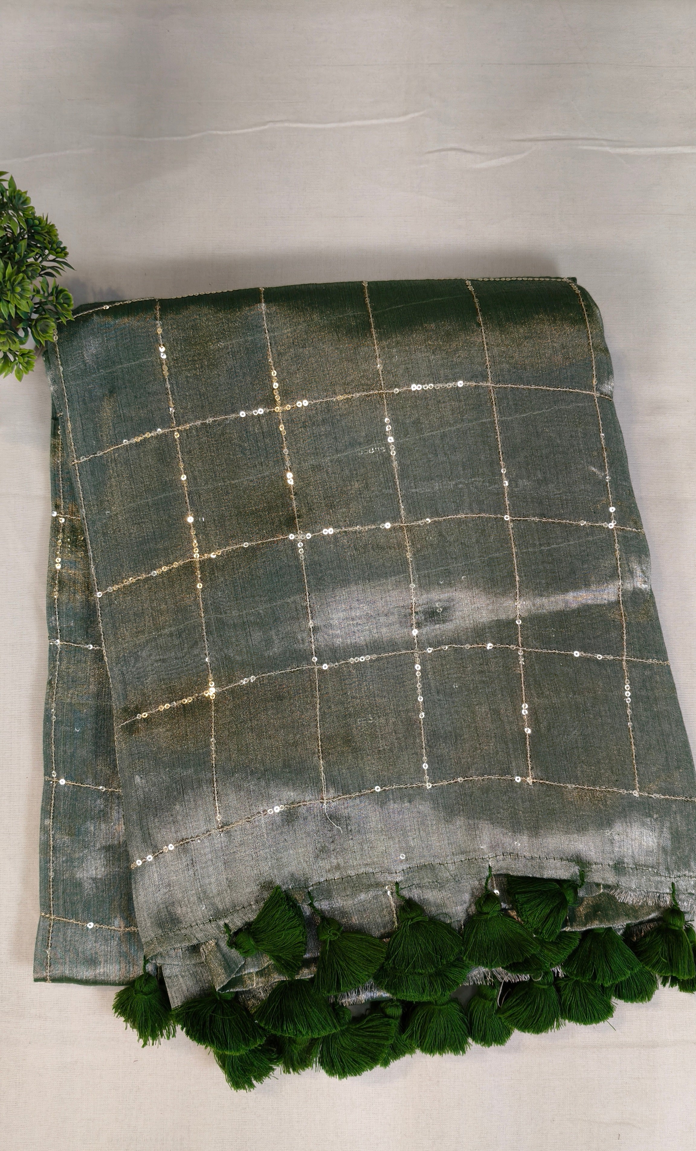 Premium khadi tissue sequence saree| KHATISA1112