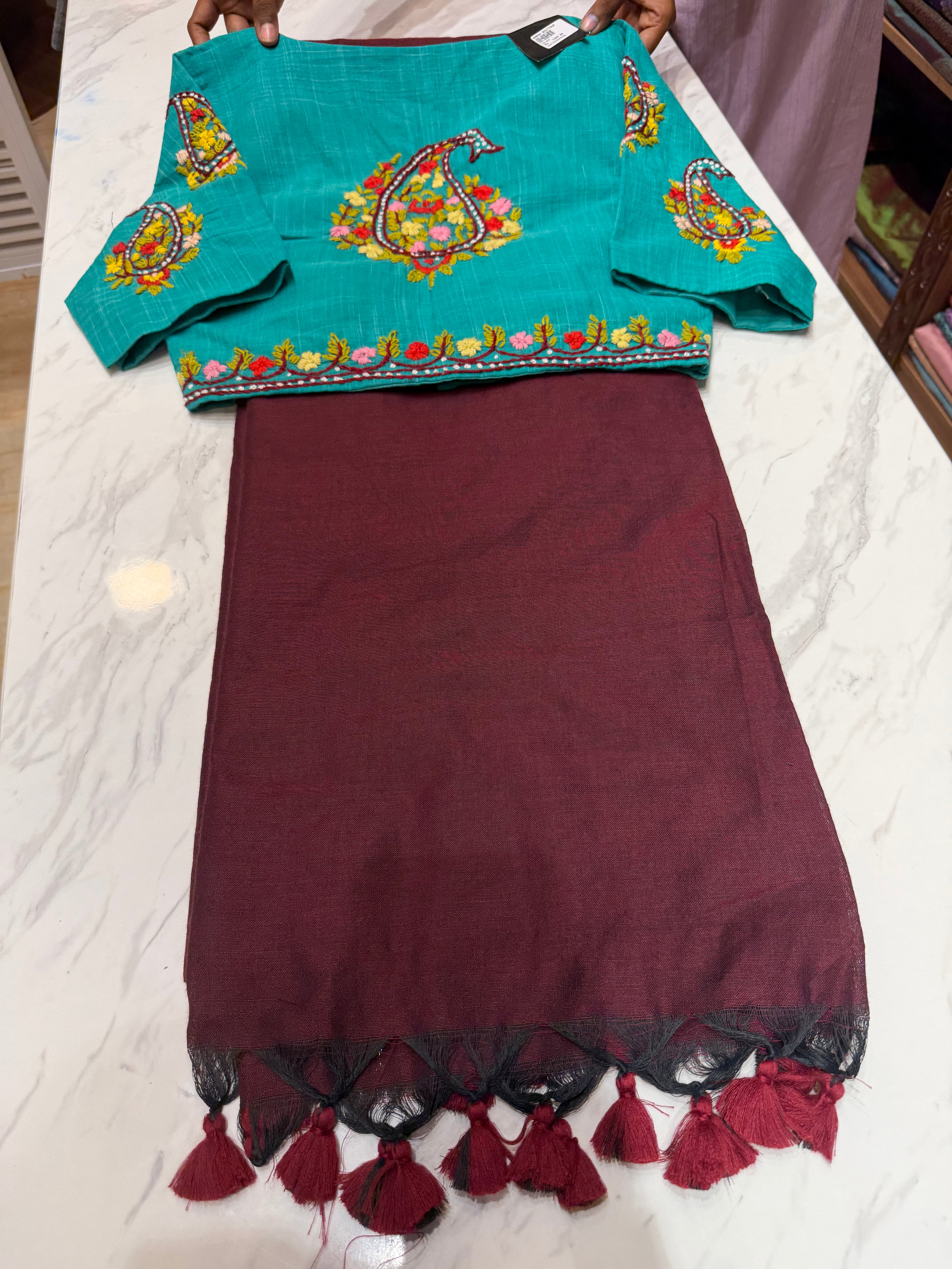 Saree & Blouse combo | COT0426COM