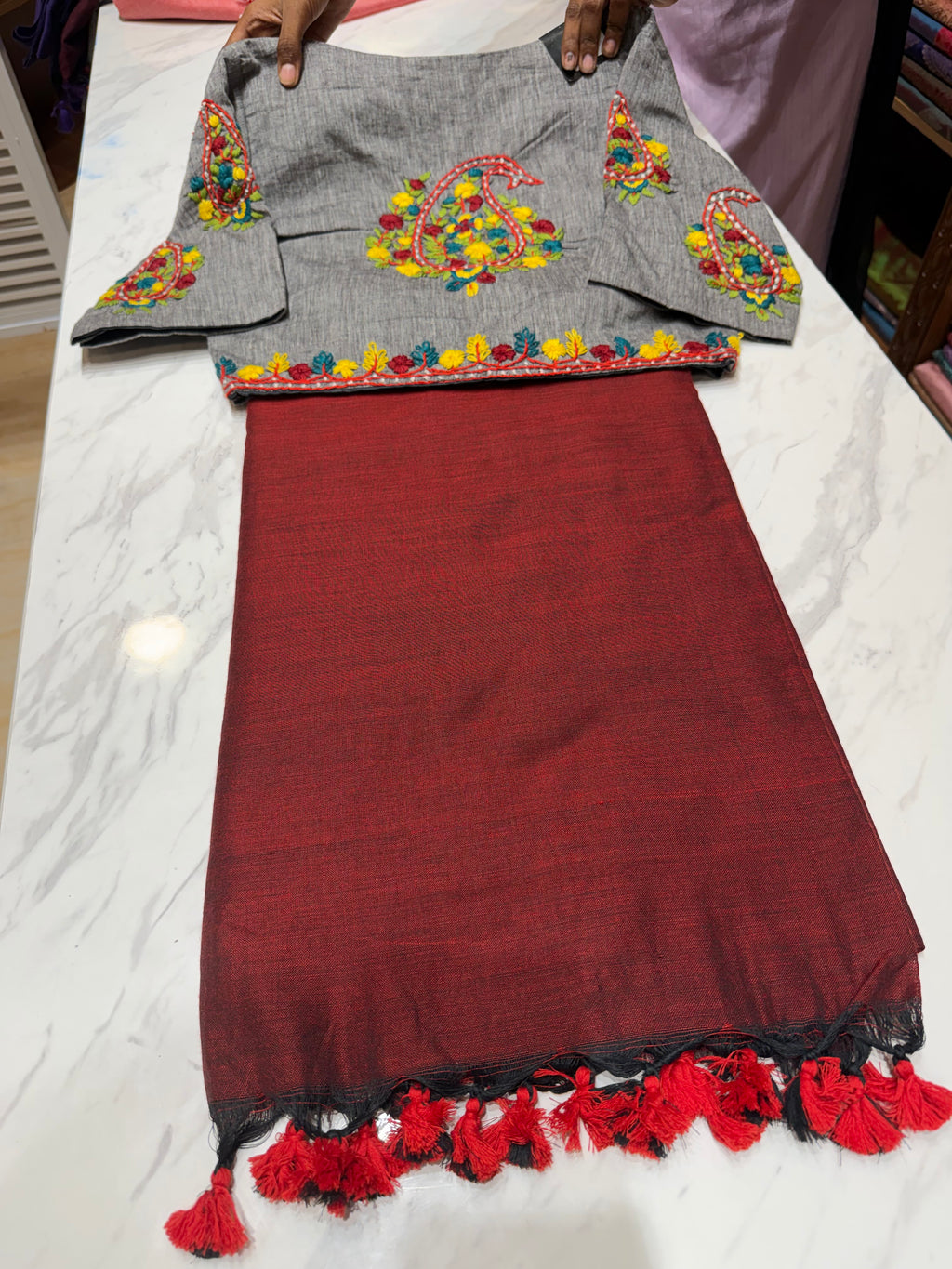 Saree & Blouse combo | COT0426COM