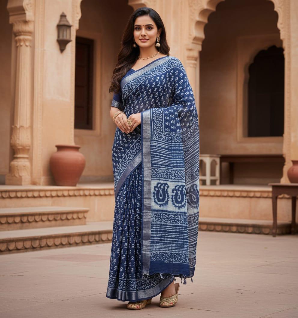 Organic Linen sarees | LICOSA2811