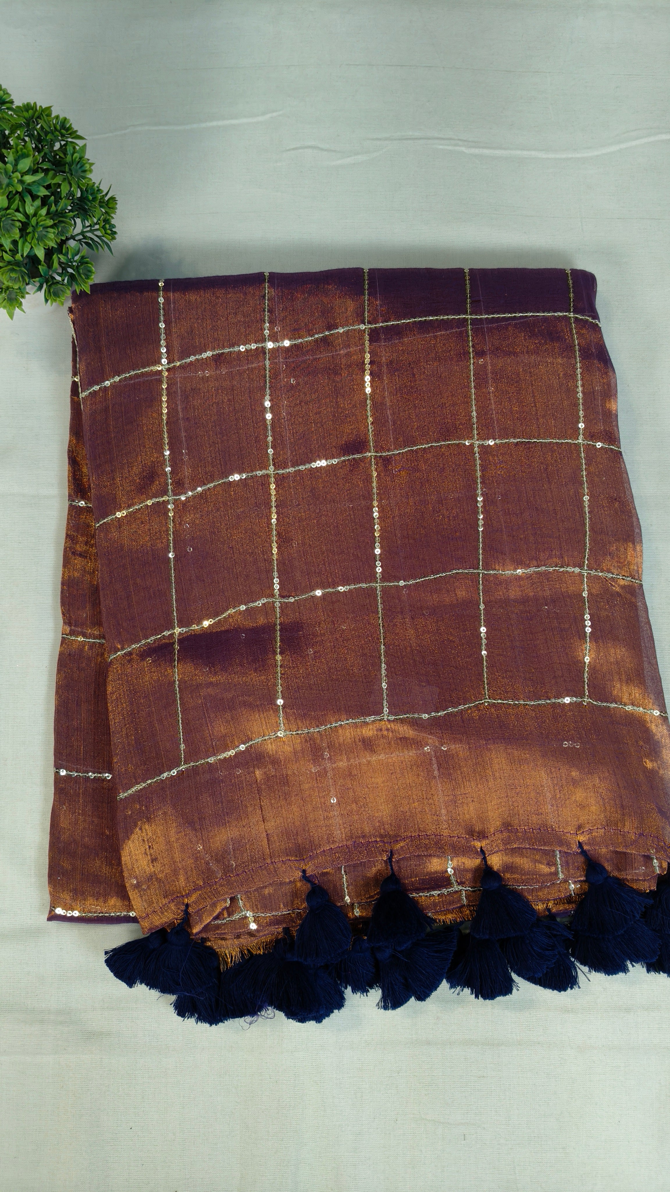 Premium khadi tissue sequence saree| KHATISA1112