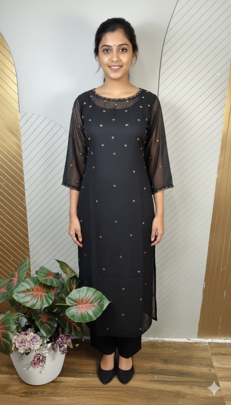 Georgette Handwork Kurti | GEKU2112