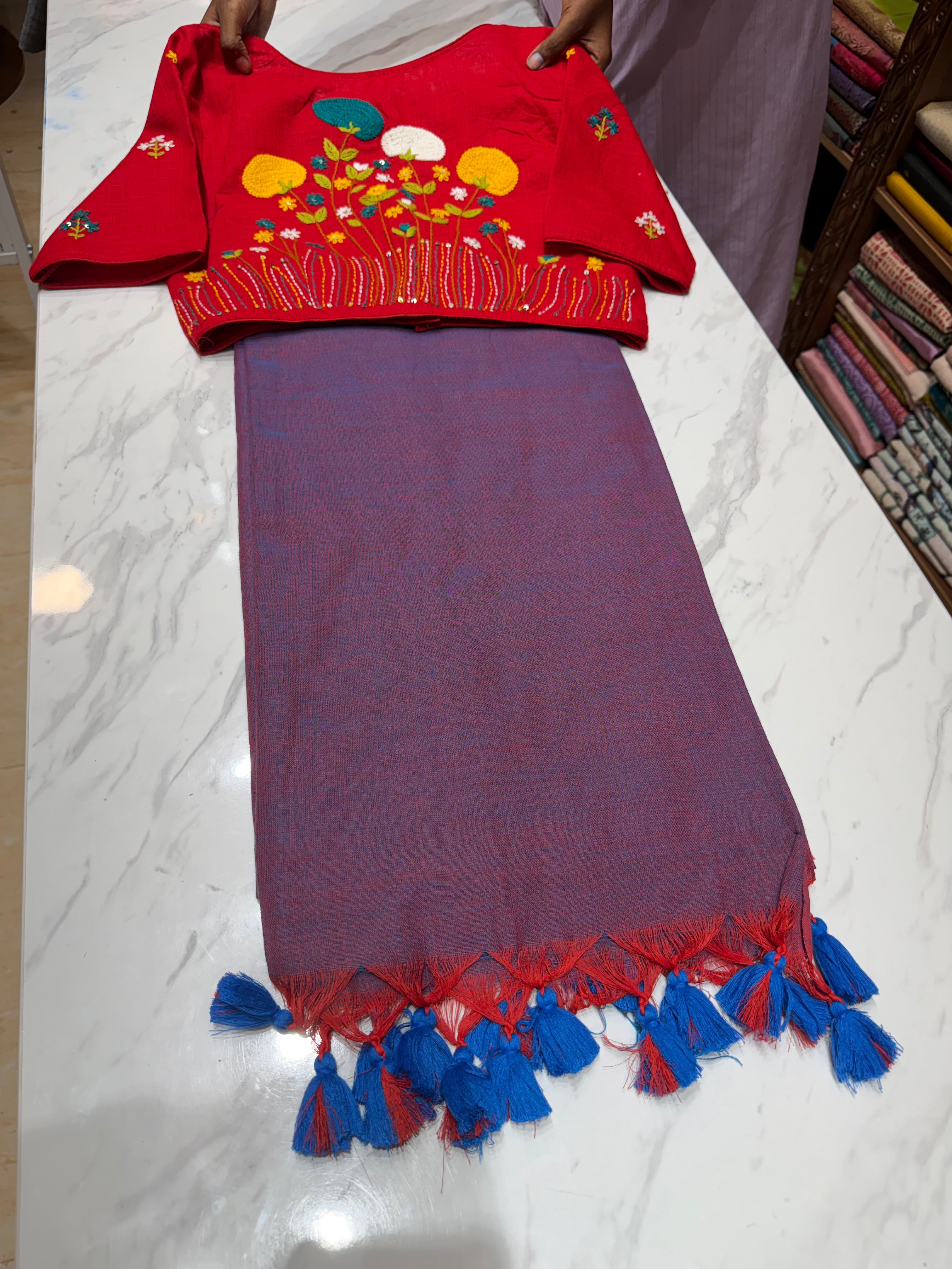 Saree & Blouse combo | COT0426COM