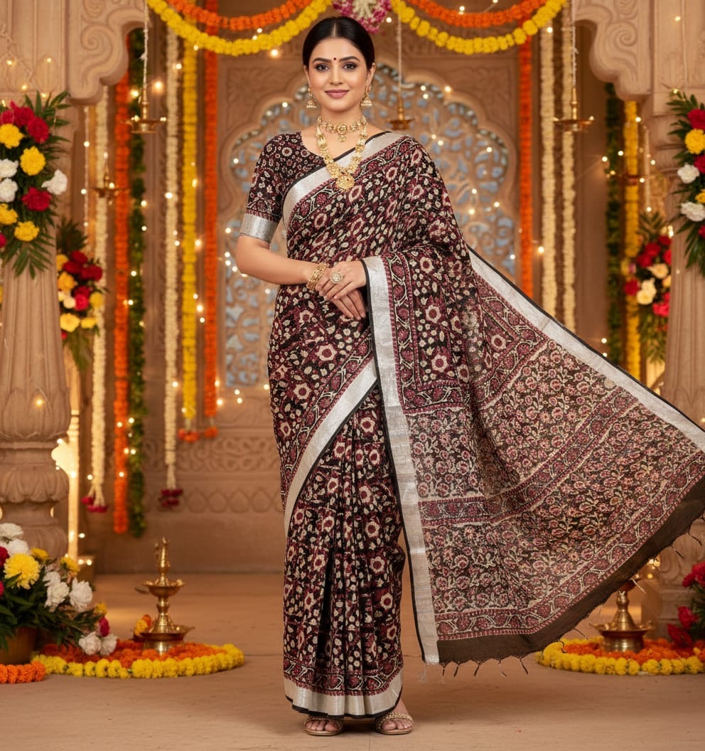 Organic Linen sarees | LICOSA2811