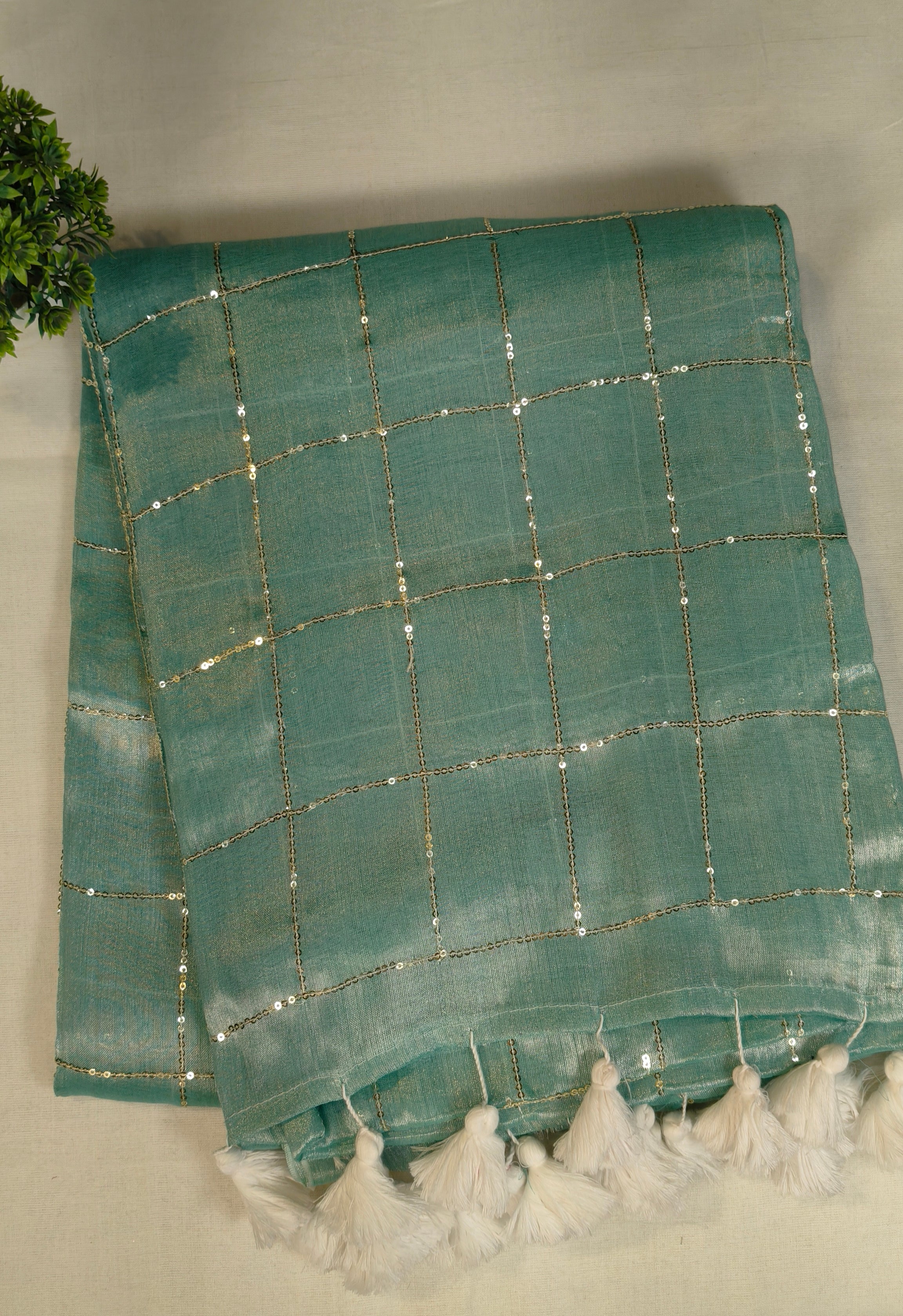 Premium khadi tissue sequence saree| KHATISA1112