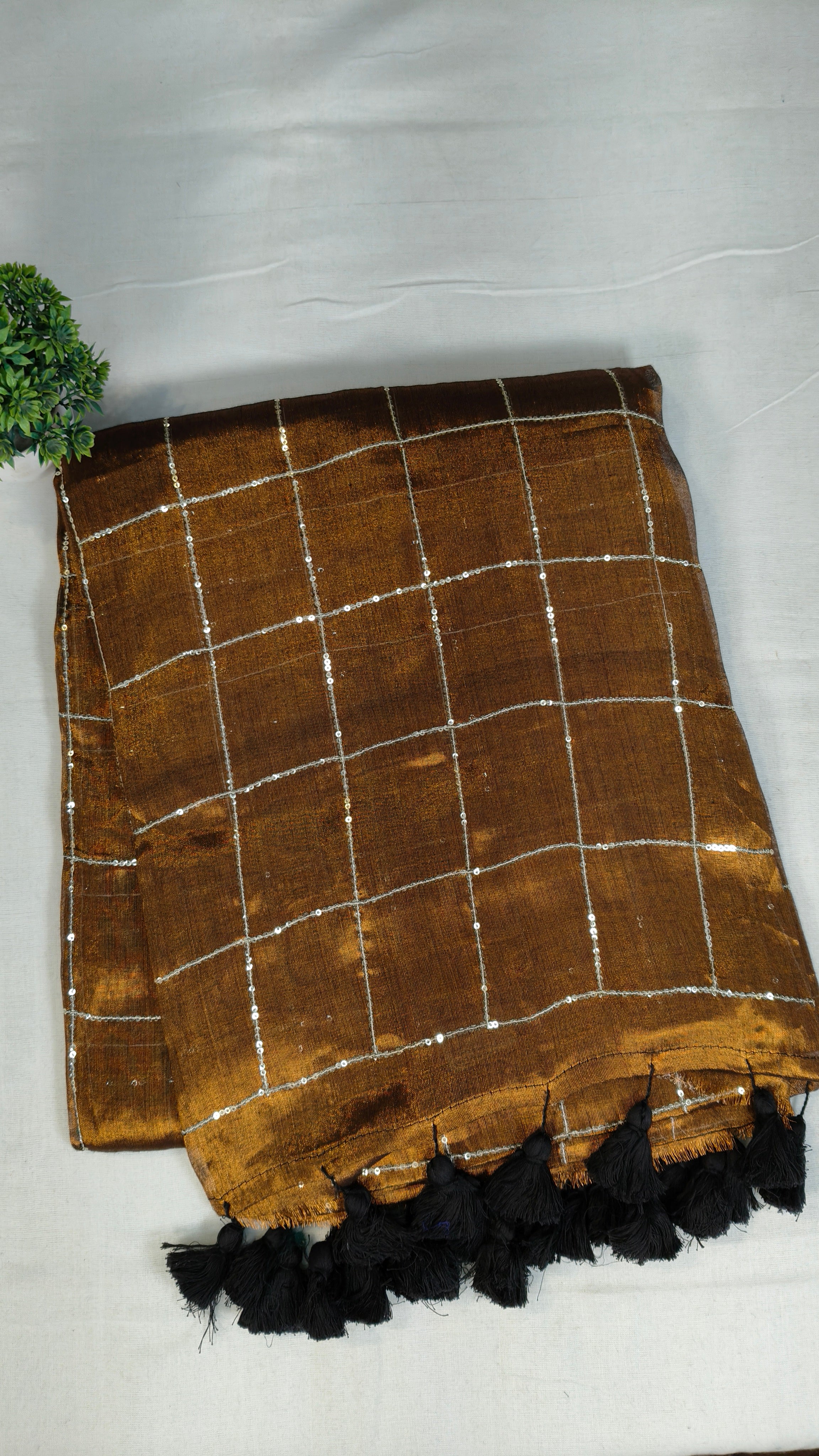 Premium khadi tissue sequence saree| KHATISA1112